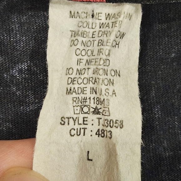 LIPSTICK SZ L Biker Punk Goth V-Neck Long Sleeve Cross Wings Embellished Shirt - Picture 3 of 10